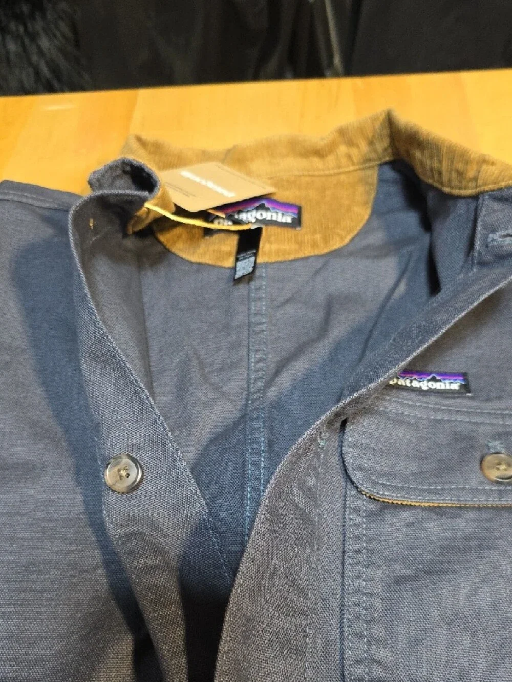 Patagonia Navy Jacket with Brown Corduroy Collar - Picture 7 of 7